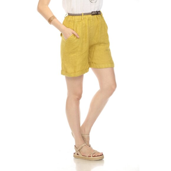 Mustard Shorts with twisted Belt - Picture 4 of 4